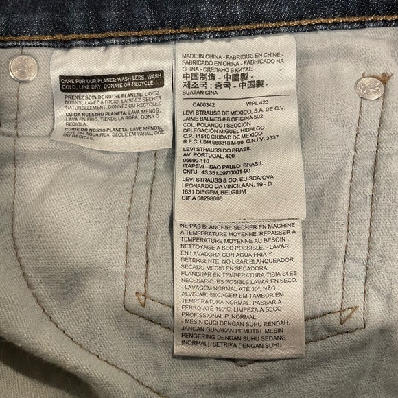 Levis 511 Slim Fit Mens Jeans Dark Wash Denim 31x30 Whiskering Straight Leg - Picture 7 of 8